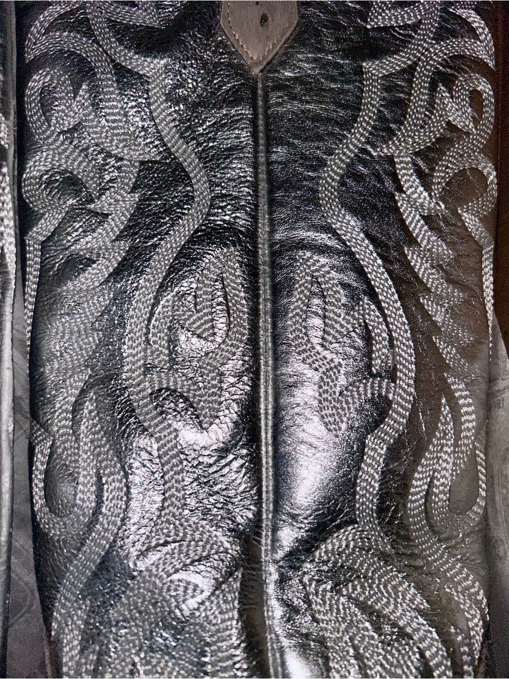 Dingo Metallic Silver” Take No Bull” Over the Knee Snip Toe Leather/Harion Boot - Picture 5 of 10